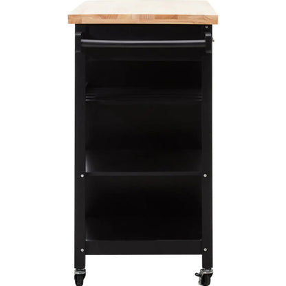Frankfurt Wooden Kitchen Trolley With 1 Door And 1 Drawer In Black