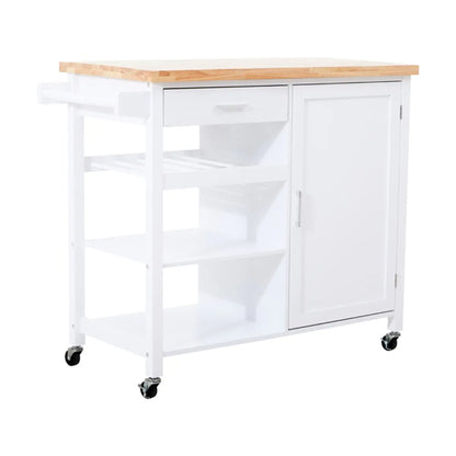 Frankfurt Wooden Kitchen Trolley With 1 Door And 1 Drawer In White