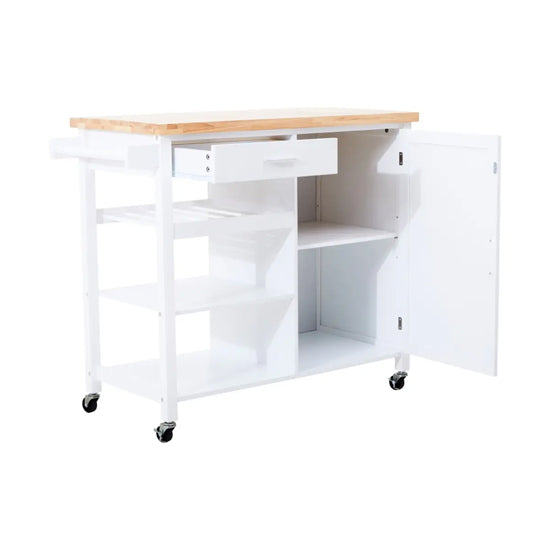Frankfurt Wooden Kitchen Trolley With 1 Door And 1 Drawer In White