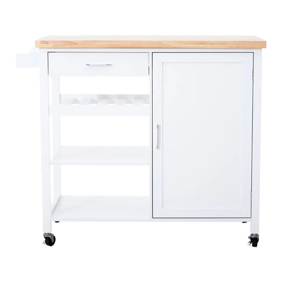 Frankfurt Wooden Kitchen Trolley With 1 Door And 1 Drawer In White