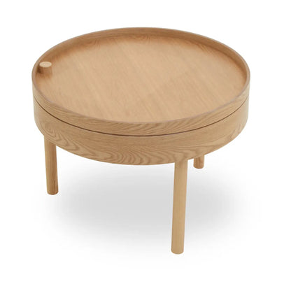 Viborg Round Wooden Storage Side Table In Oak
