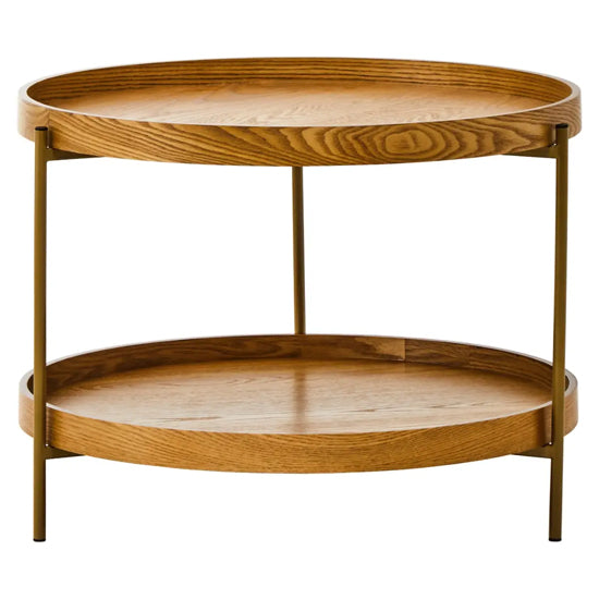 Viborg Round Wooden 2 Tier Side Table In Oak