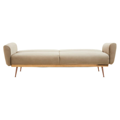 Hatton Velvet Sofa Bed In Mink With Gold Iron Legs