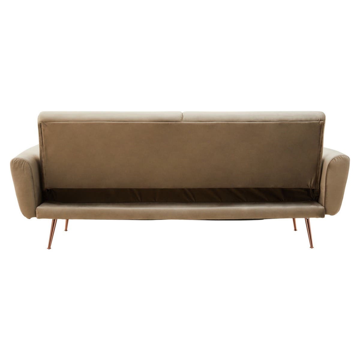 Hatton Velvet Sofa Bed In Mink With Gold Iron Legs