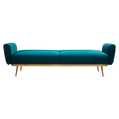 Hatton Velvet Sofa Bed In Green With Gold Iron Legs