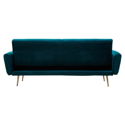 Hatton Velvet Sofa Bed In Green With Gold Iron Legs