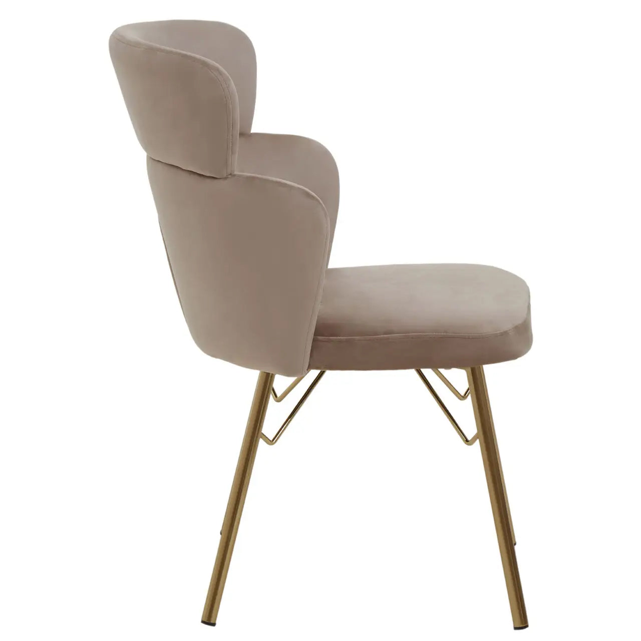 Veneto Velvet Dining Chair In Mink With Brushed Gold Metal Legs