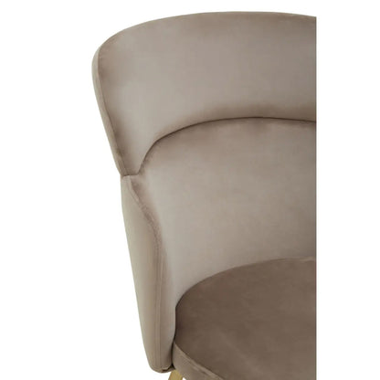 Veneto Velvet Dining Chair In Mink With Brushed Gold Metal Legs