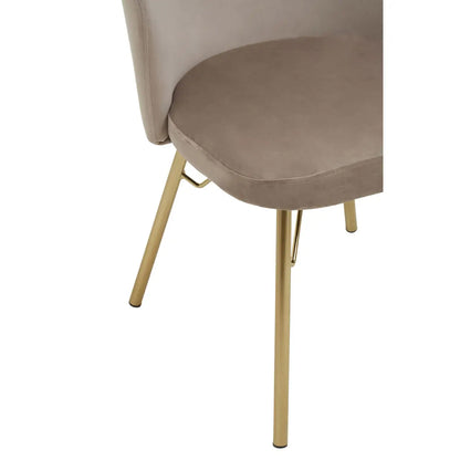 Veneto Velvet Dining Chair In Mink With Brushed Gold Metal Legs