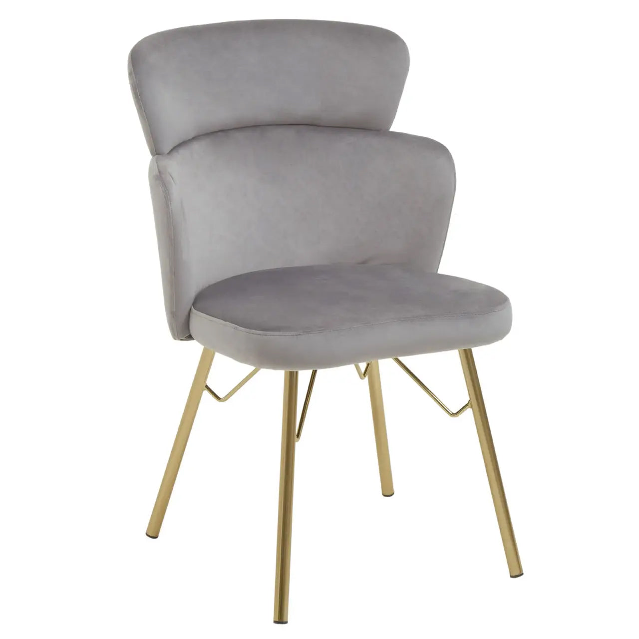 Veneto Velvet Dining Chair In Grey With Brushed Gold Metal Legs
