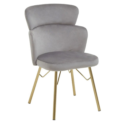 Veneto Velvet Dining Chair In Grey With Brushed Gold Metal Legs