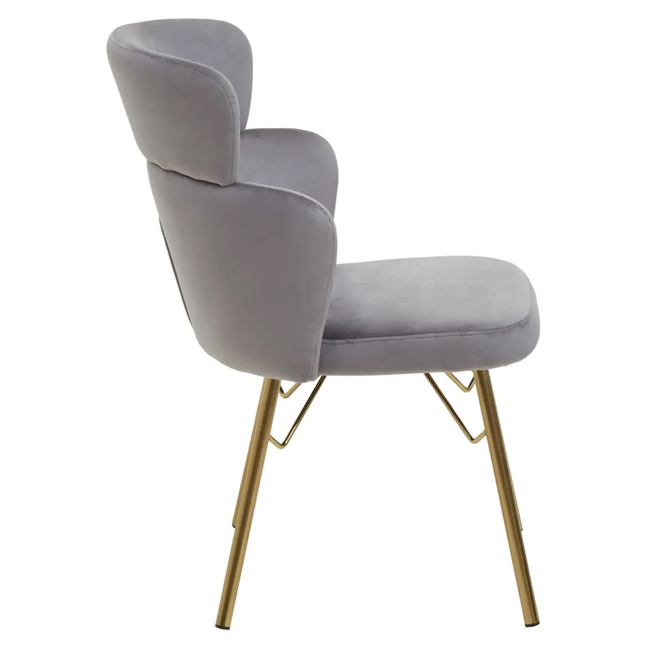 Veneto Velvet Dining Chair In Grey With Brushed Gold Metal Legs