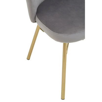 Veneto Velvet Dining Chair In Grey With Brushed Gold Metal Legs