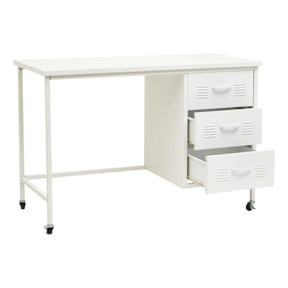 Academy Metal Desk With 3 Drawers In White