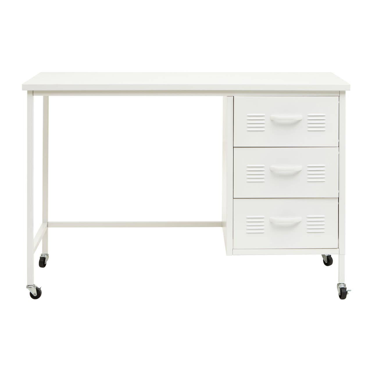 Academy Metal Desk With 3 Drawers In White