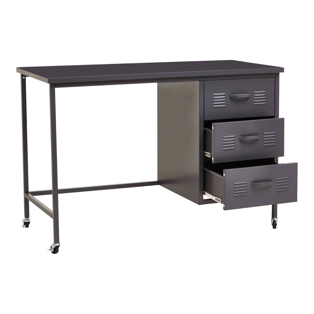 Academy Metal Desk With 3 Drawers In Grey