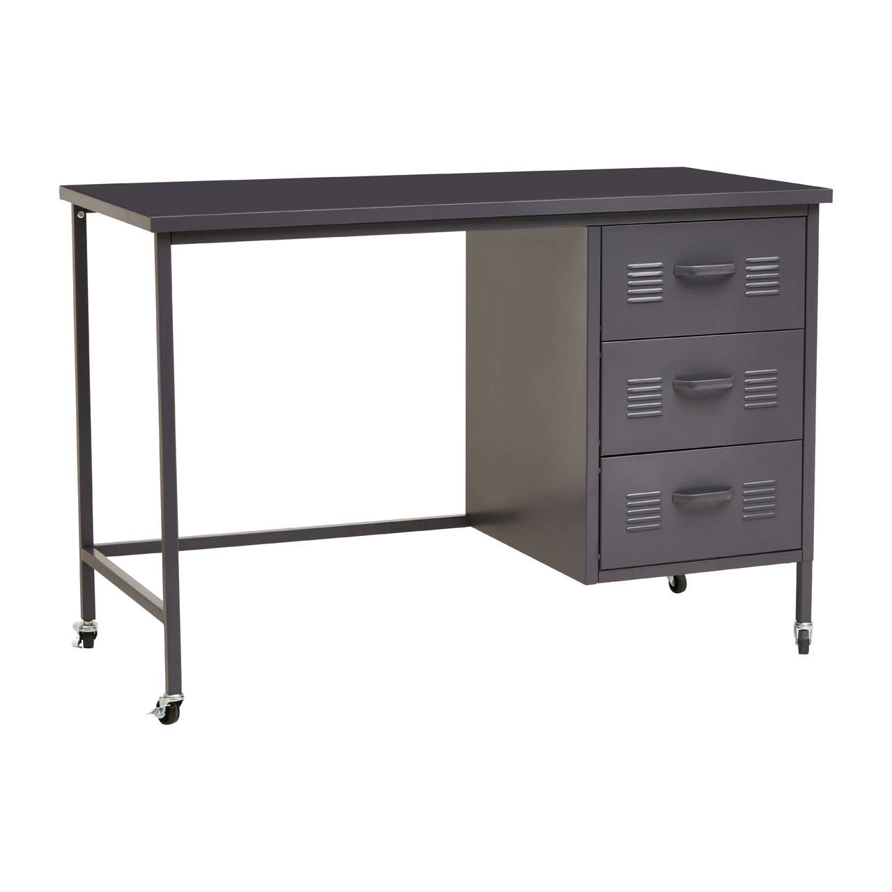 Academy Metal Desk With 3 Drawers In Grey