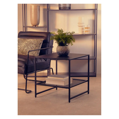 Acero Square Metal Side Table In Black