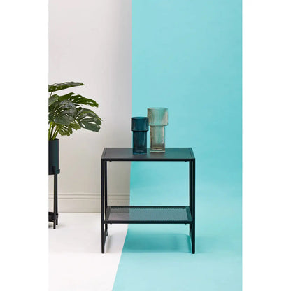 Acero Square Metal Side Table In Black