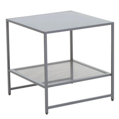 Acero Square Metal Side Table In Grey