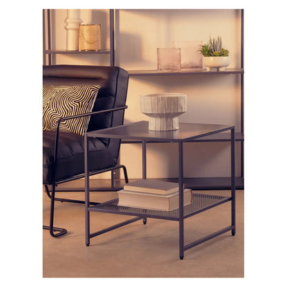 Acero Square Metal Side Table In Grey