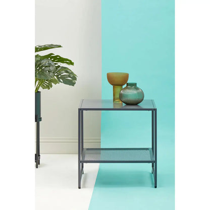 Acero Square Metal Side Table In Grey