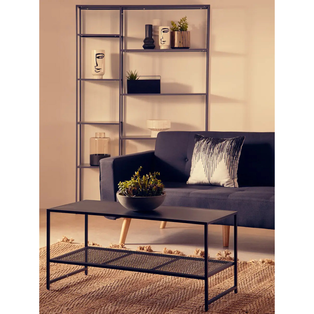 Acero Rectangular Metal Coffee Table In Black