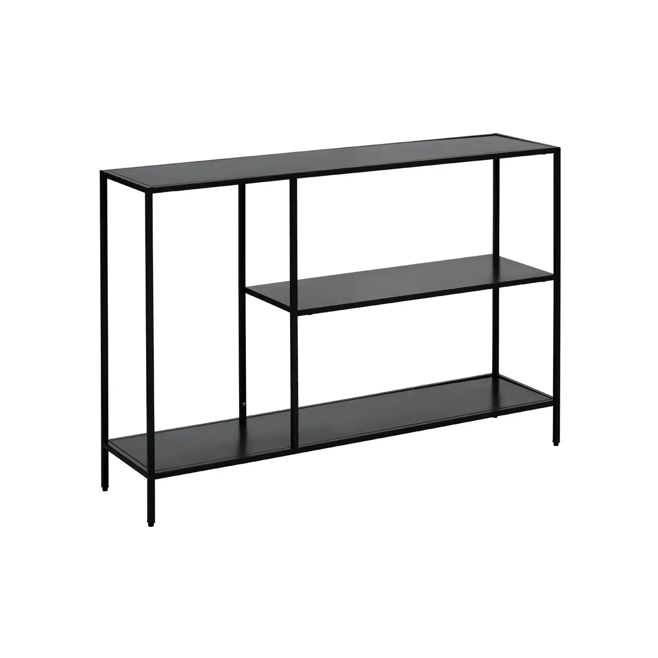 Acero Rectangular Metal Console Table With Undershelf In Black