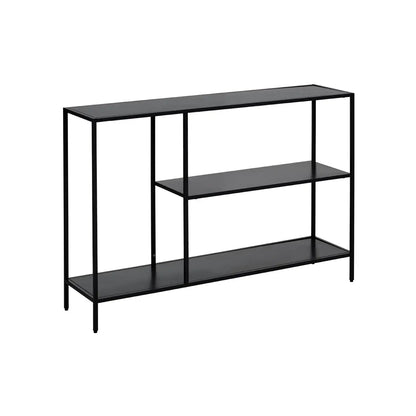 Acero Rectangular Metal Console Table With Undershelf In Black