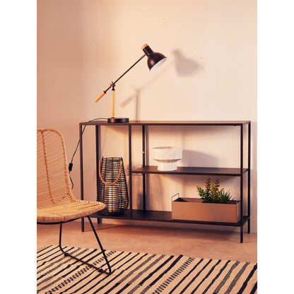 Acero Rectangular Metal Console Table With Undershelf In Black