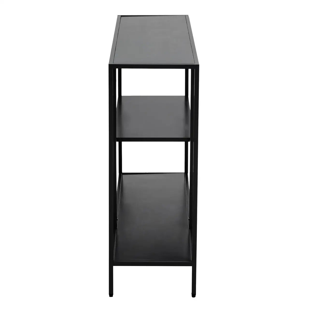 Acero Rectangular Metal Console Table With Undershelf In Black