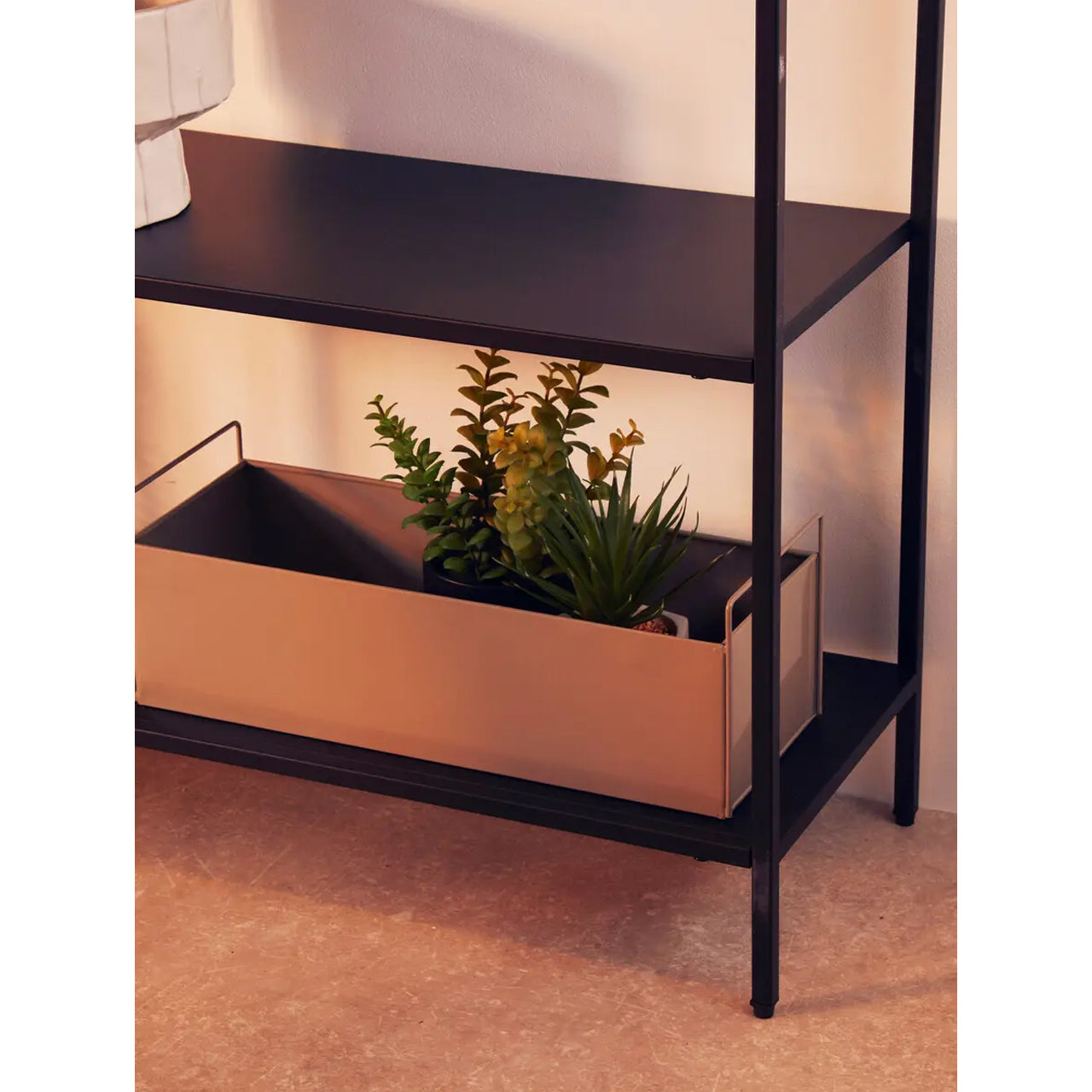 Acero Rectangular Metal Console Table With Undershelf In Black
