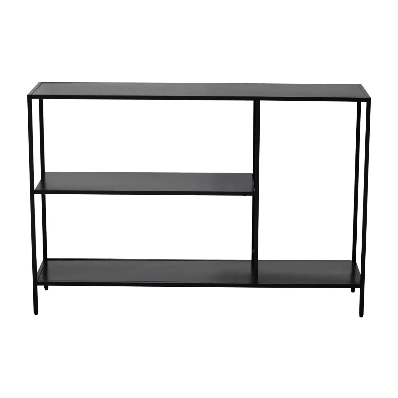 Acero Rectangular Metal Console Table With Undershelf In Black