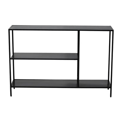 Acero Rectangular Metal Console Table With Undershelf In Black