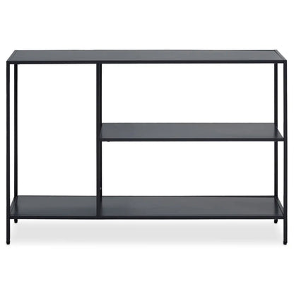 Acero Rectangular Metal Console Table With Undershelf In Black