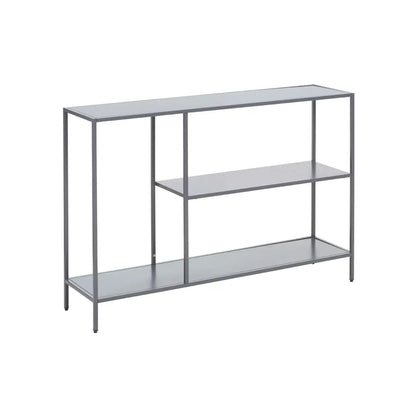 Acero Rectangular Metal Console Table With Undershelf In Grey