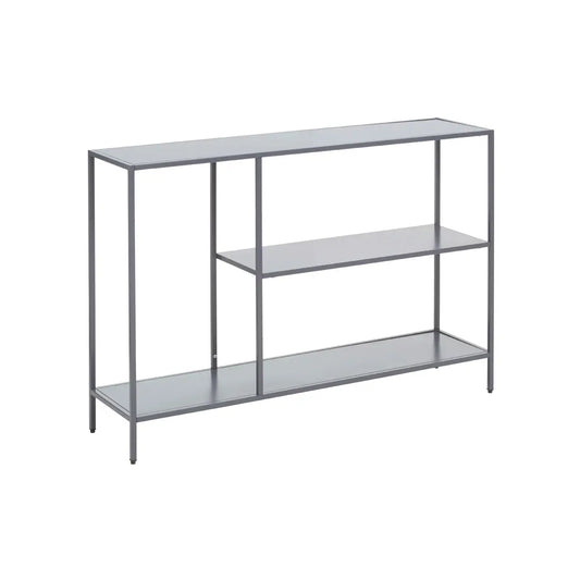 Acero Rectangular Metal Console Table With Undershelf In Grey