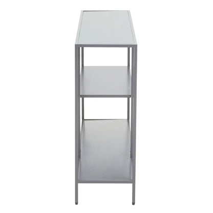Acero Rectangular Metal Console Table With Undershelf In Grey