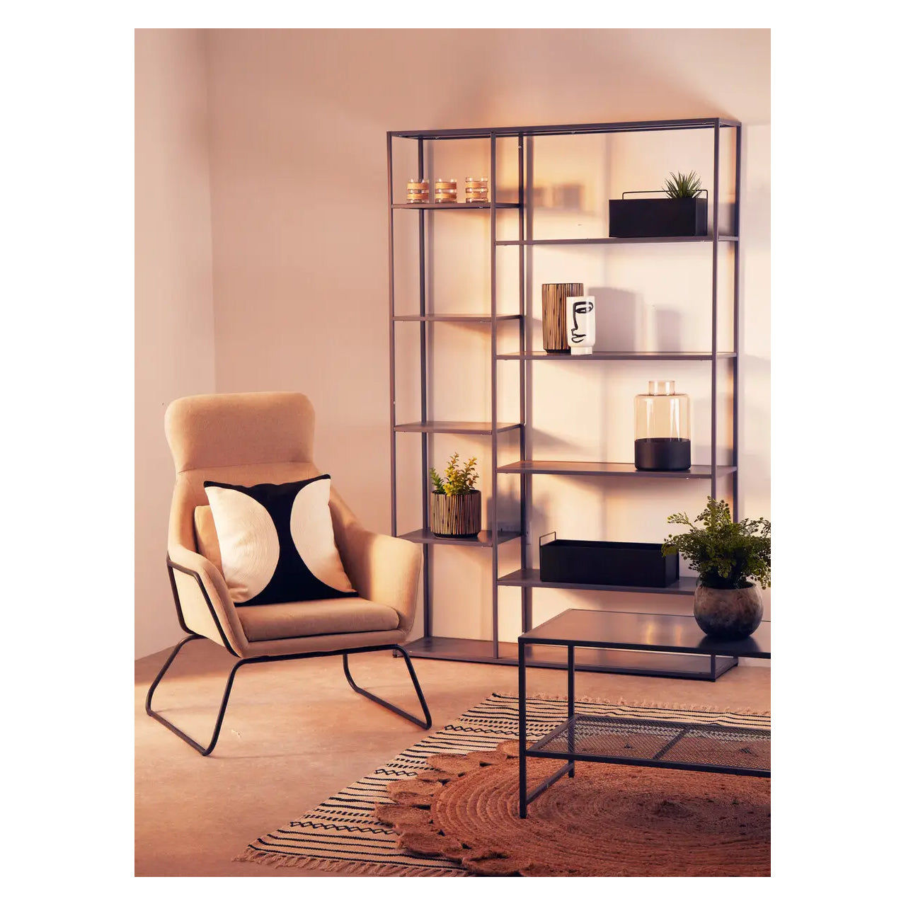 Acero Tall Metal Multi Shelving Unit In Grey