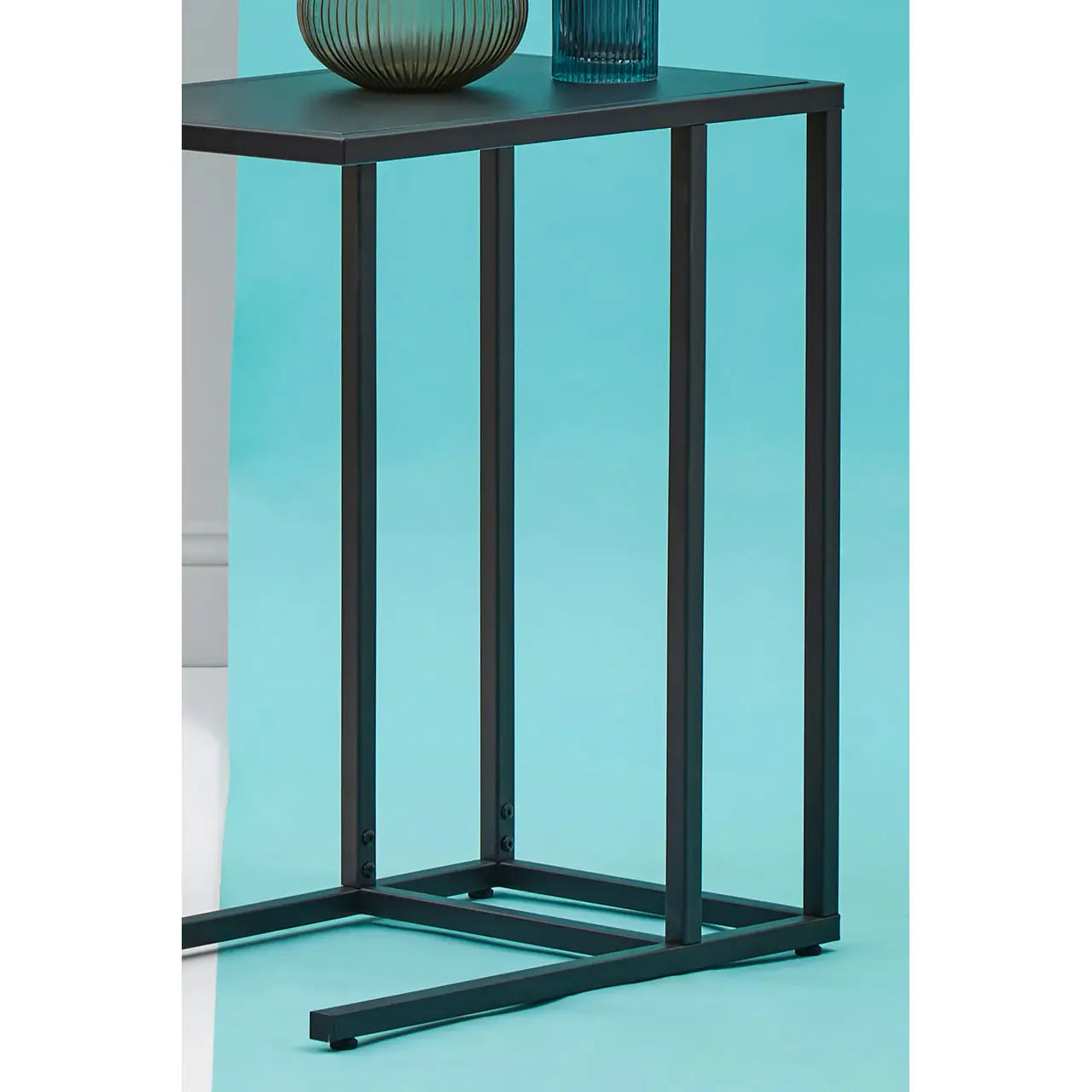 Acero Rectangular Metal Side Table In Black