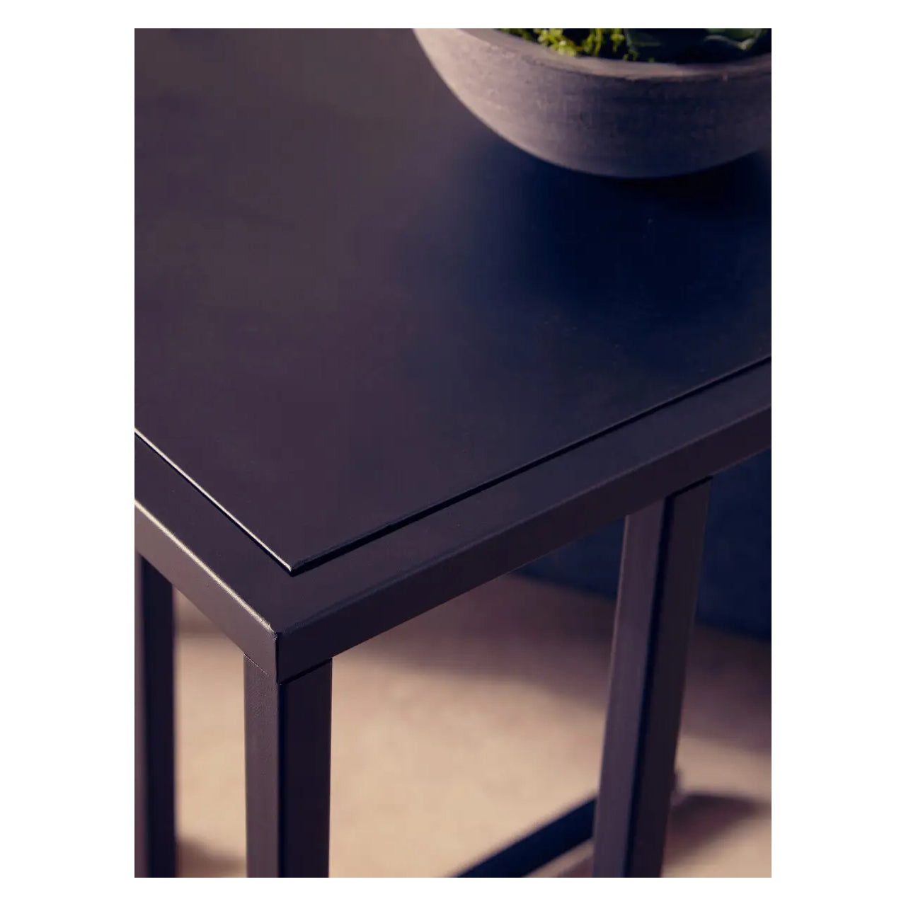 Acero Rectangular Metal Side Table In Black