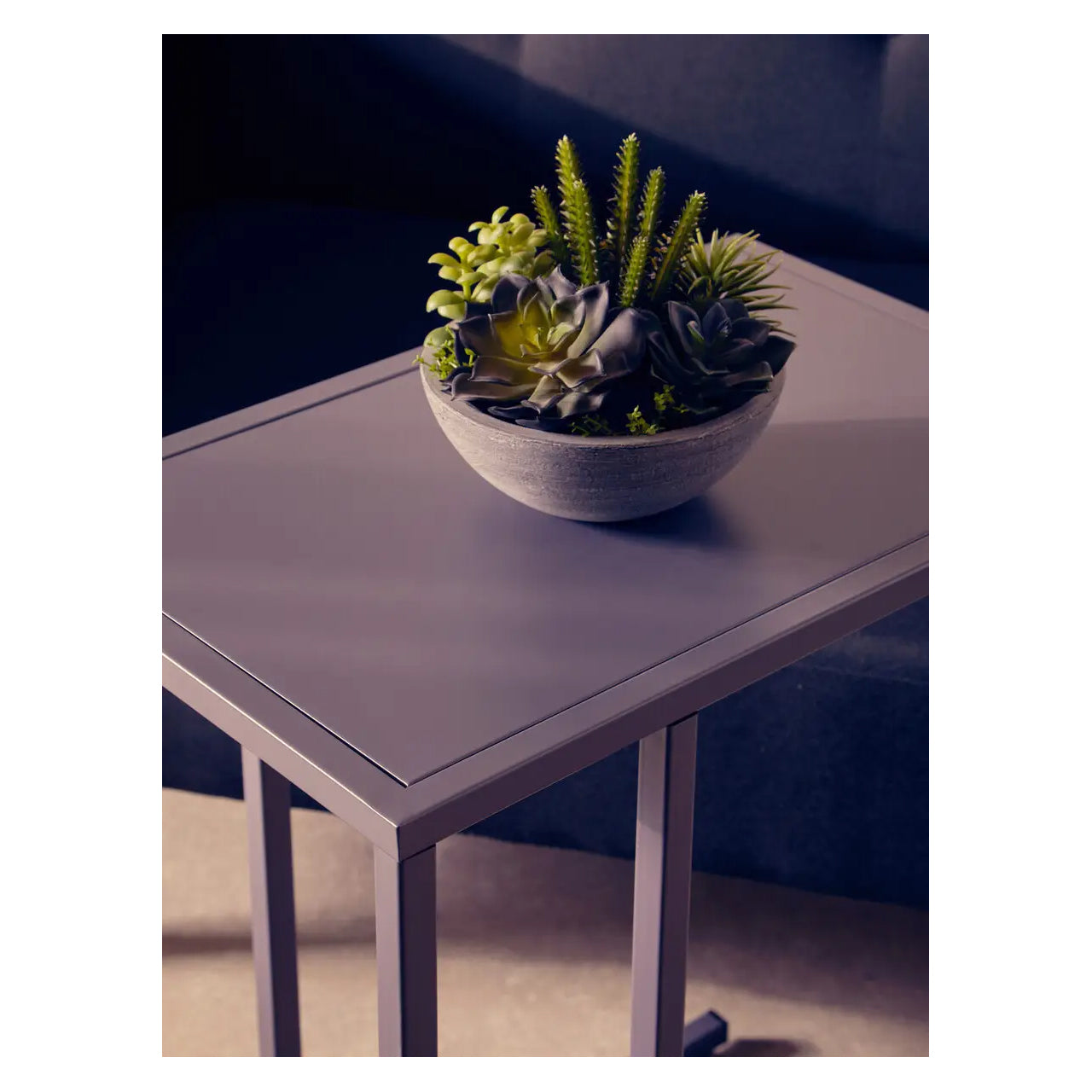 Acero Rectangular Metal Side Table In Grey