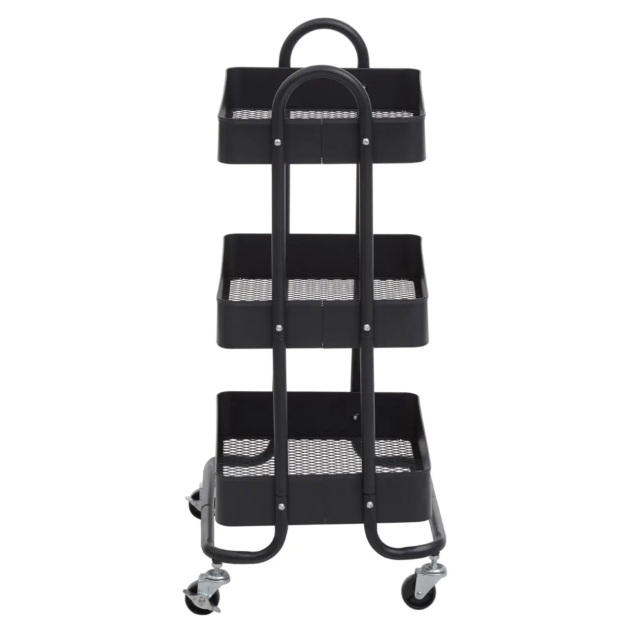 Acero Metal Three Tier Trolley In Black