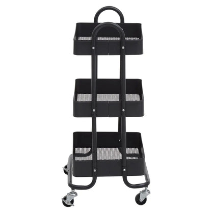 Acero Metal Three Tier Trolley In Black