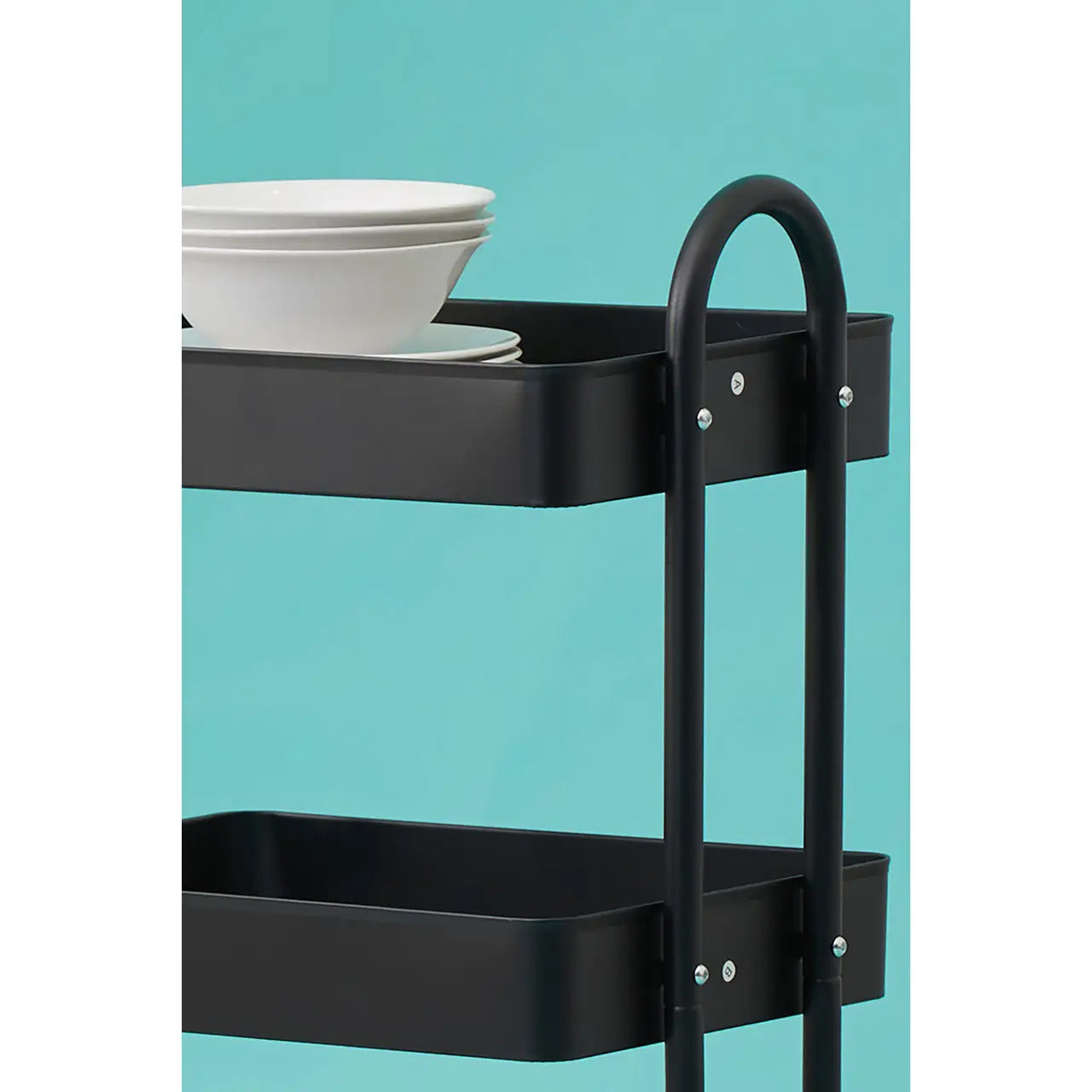 Acero Metal Three Tier Trolley In Black