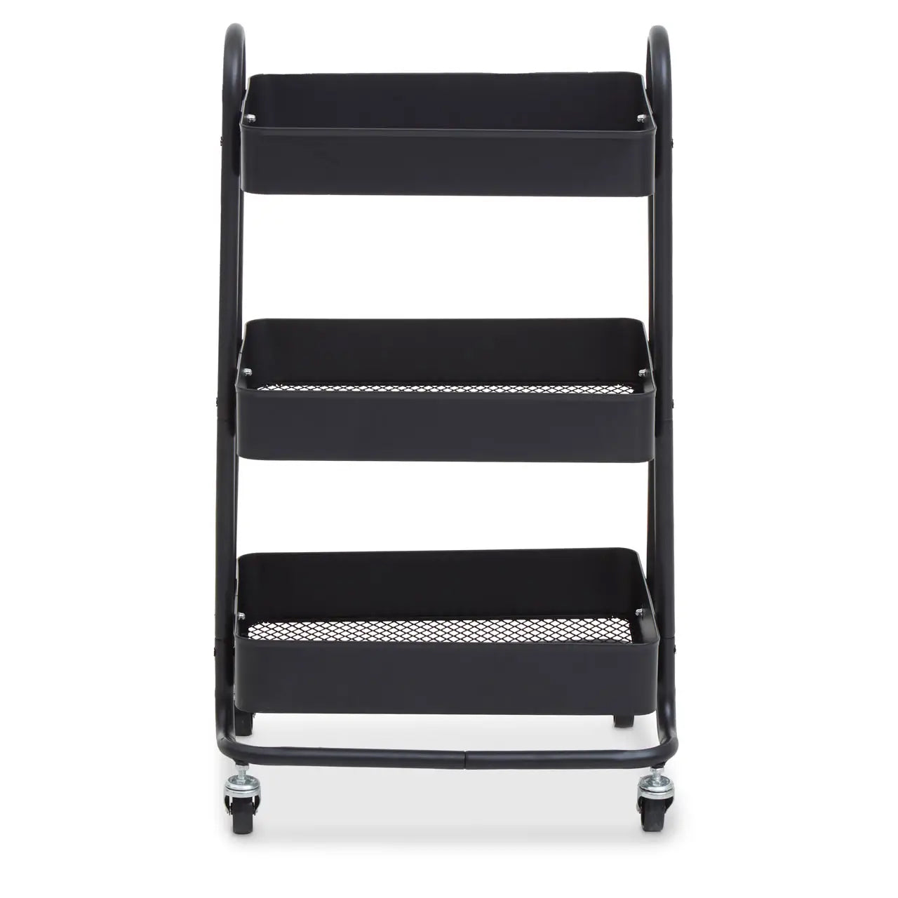 Acero Metal Three Tier Trolley In Black