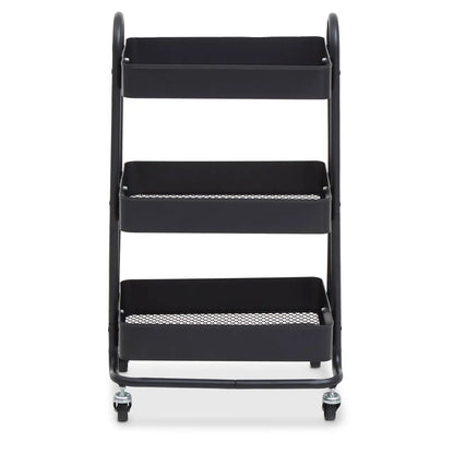 Acero Metal Three Tier Trolley In Black