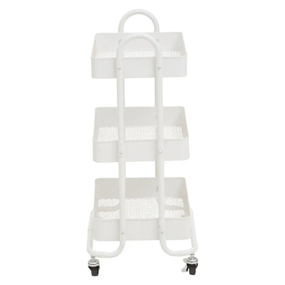 Acero Metal Three Tier Trolley In White