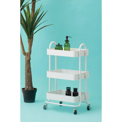 Acero Metal Three Tier Trolley In White