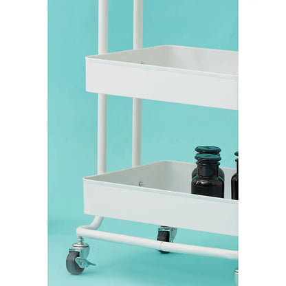 Acero Metal Three Tier Trolley In White